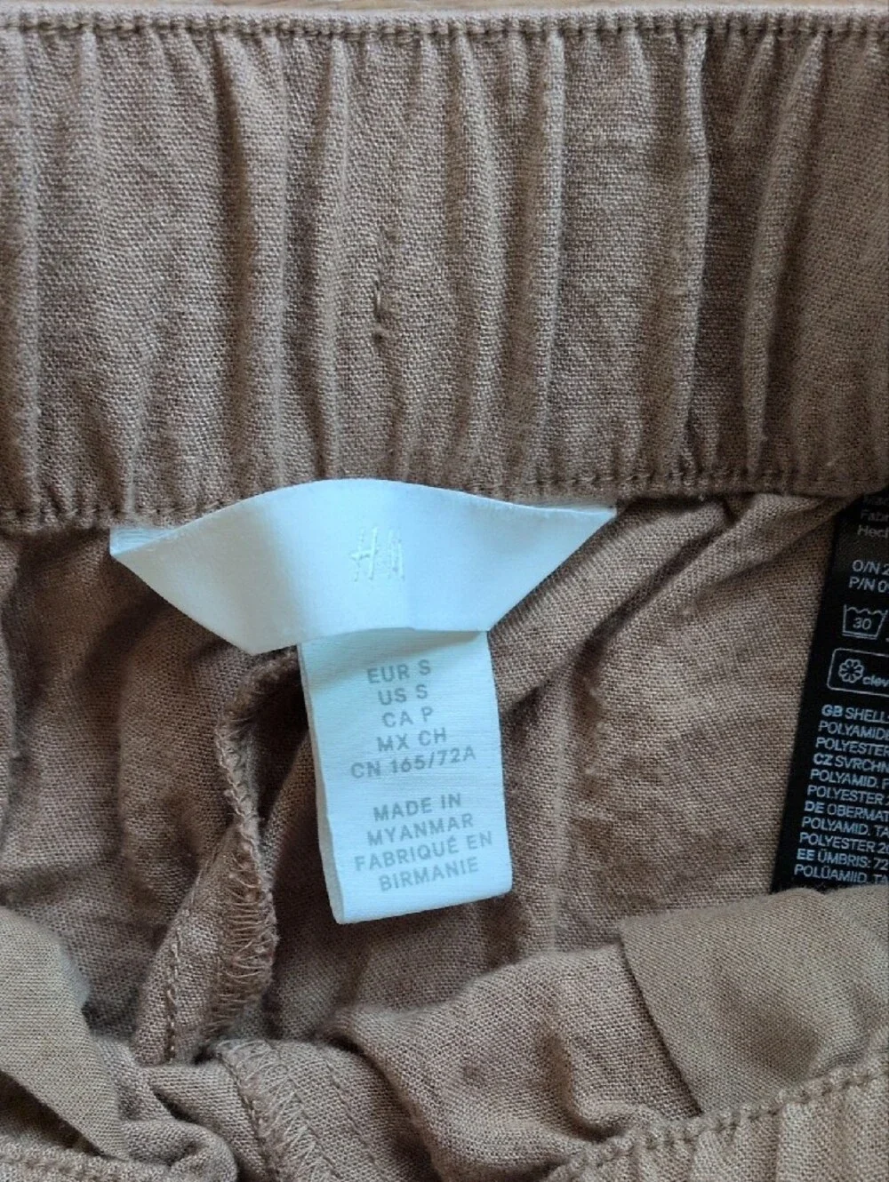 H&M Linen-like Blend Drawstring Pants — Dark Tan Size Small
